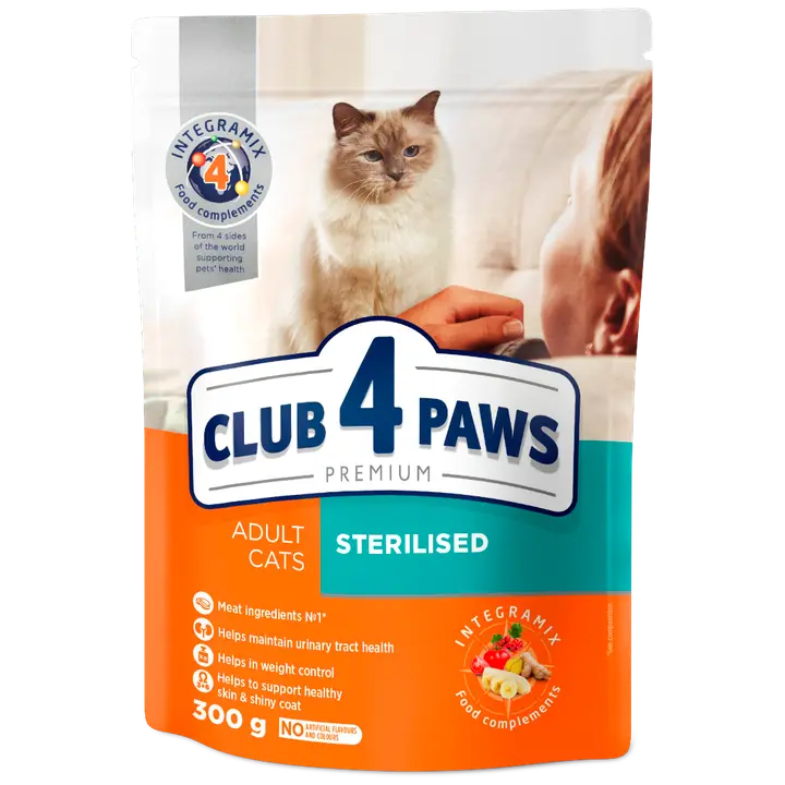 CLUB4PAWS Premium täiskasvanud steriliseeritud kassidele 0.3kg