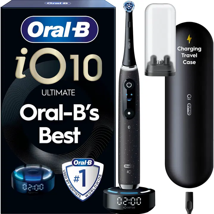 Oral-B iO10 Cosmic Black sähköhammasharja + lataava matkakotelo + hammasharjateline