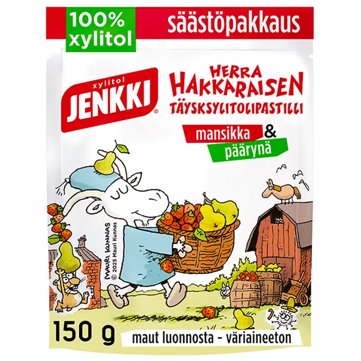 Jenkki Herra Hakkarainen Mansikka & Päärynä täysksylitolipastilli 150g