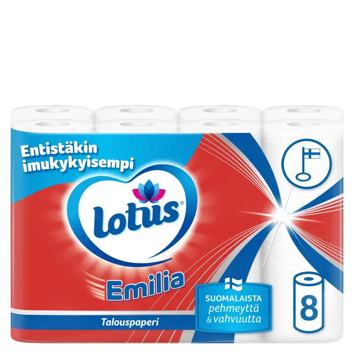 LOTUS Emilia valkoinen talouspaperi 8 rll