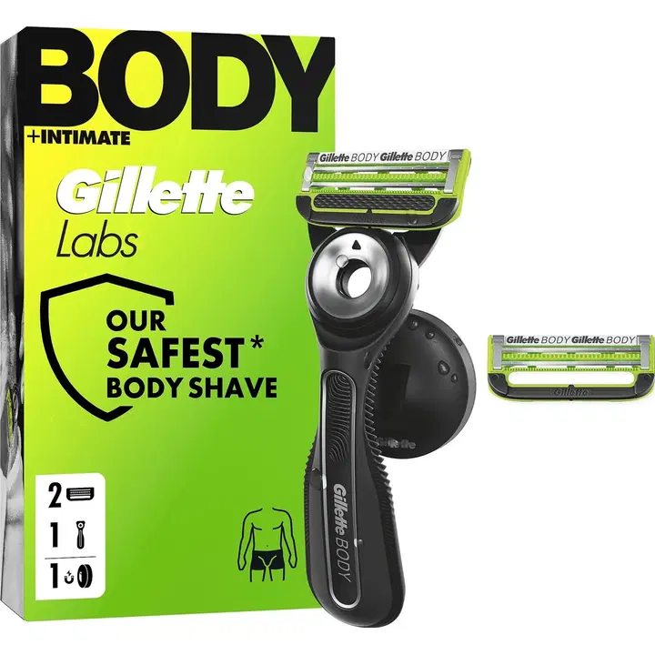 Gillette Labs Body + Intimate partahöylä + 2 vaihtoterää + suihkuteline