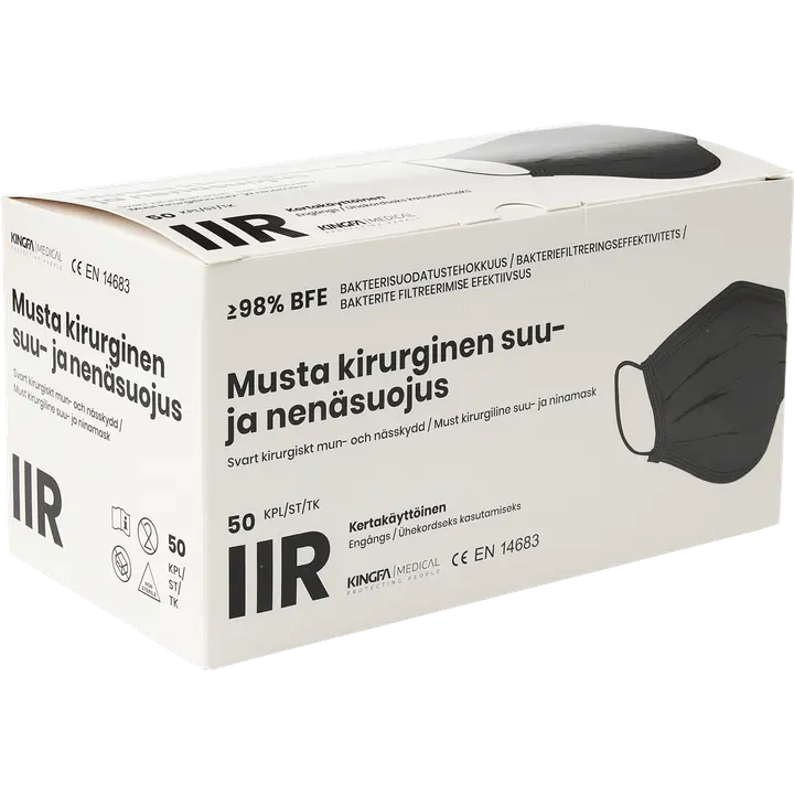 Kirurginen suu-nenäsuojain, tyyppi IIR, musta