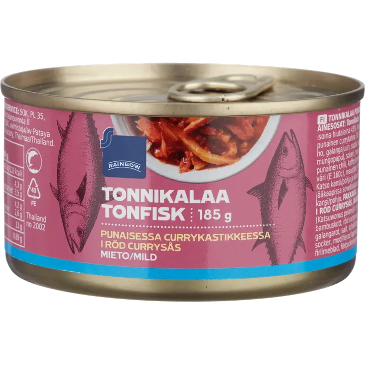 Rainbow 185/80g tonnikalaa punaisessa currykastikkeessa