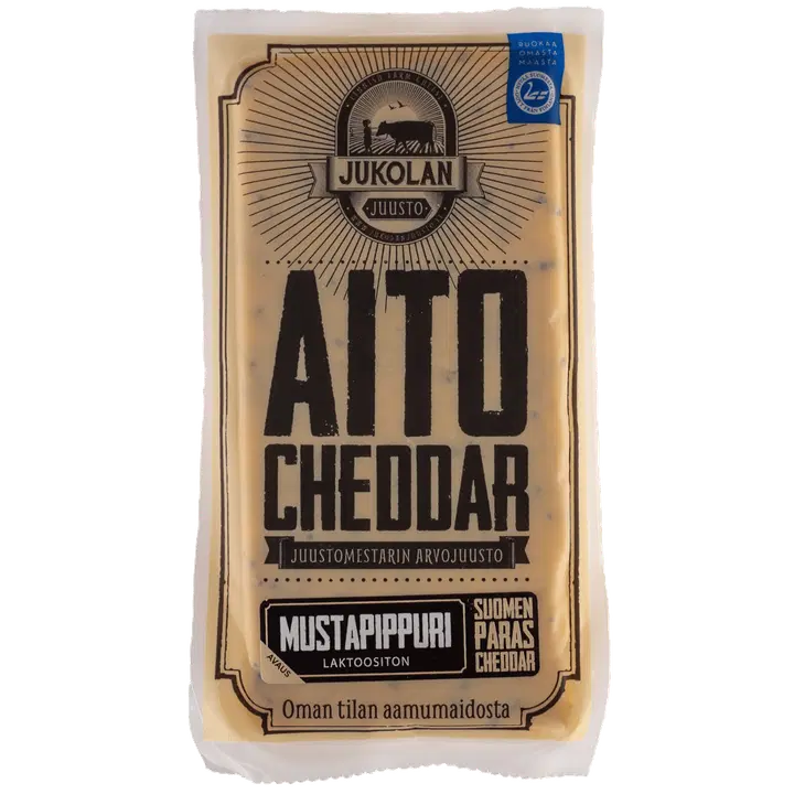 Jukolan Juusto Aito Cheddar mustapippuri 160 g