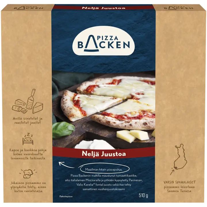 Pizza Backen Neljän Juuston 510g pakastepizza
