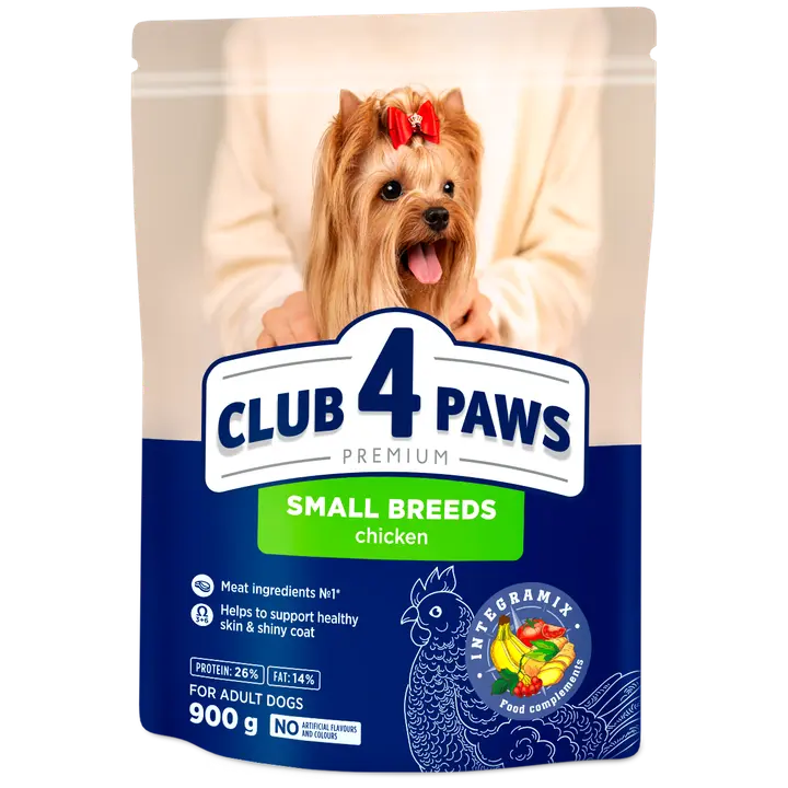Club4Paws Premium kuivtoit kanaga täiskasv., väikest tõugu koertele, 0.9kg