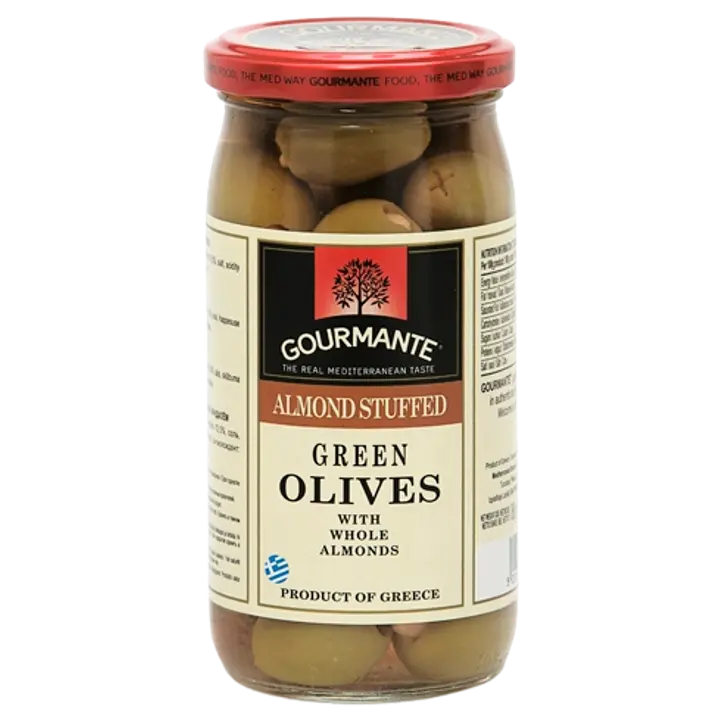 Gourmante rohelised oliivid mandlitäidisega 360/210 g