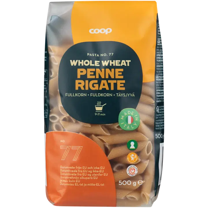 Coop Penne Rigate täysjyväpasta 500 g