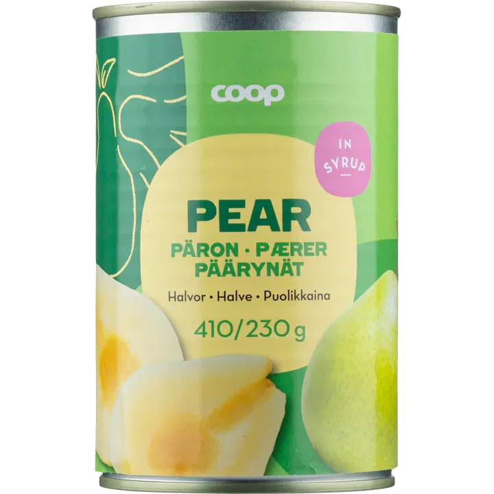 Coop päärynänpuolikkaat sokeriliemessä 410/230 g