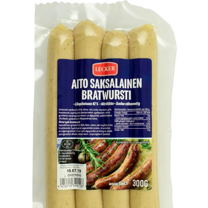Lecker 300g aito saksalainen bratwursti