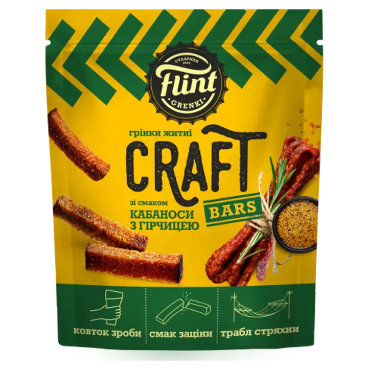 Flint craft grenki kabanoss vorstikese ja sinepimaitselised leivakesed 80g