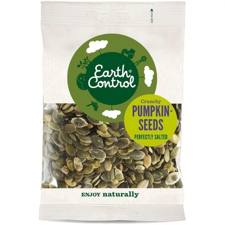 Earth Control paahdetut ja suolatut kurpitsansiemenet 150g