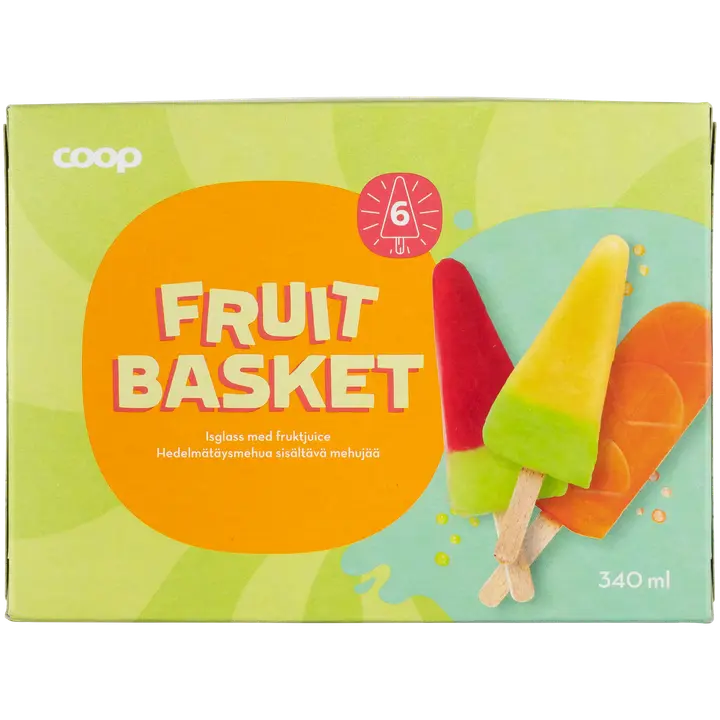 Coop Fruit Basket mehujää 6 kpl 340 ml/340 g