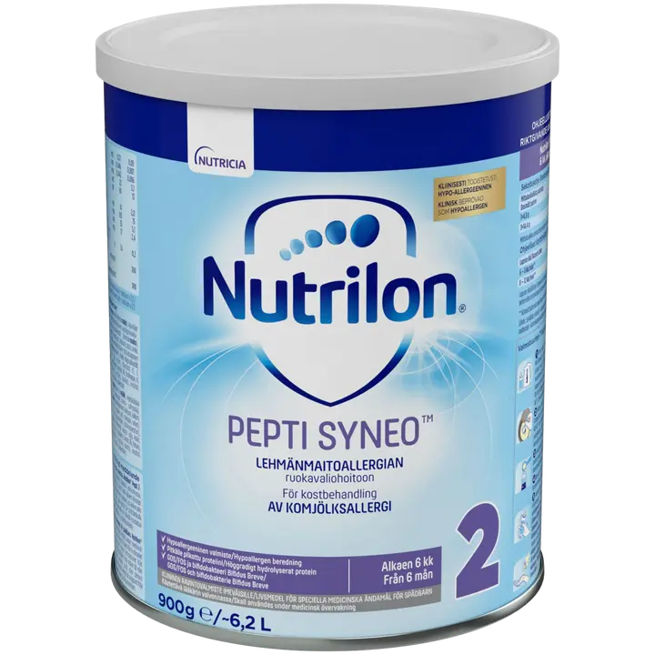 Nutrilon Pepti Syneo 2 900 g, kliininen ravintovalmiste lehmänmaitoallergian ruokavaliohoitoon, alkaen 6kk