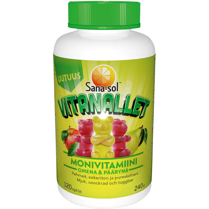 Sana-sol Vitanallet monivitamiini Omena & Päärynä 120kpl/240g