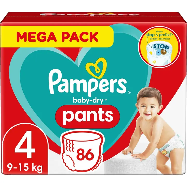 Pampers 86kpl Baby Dry Pants S4 9-15kg housuvaippa