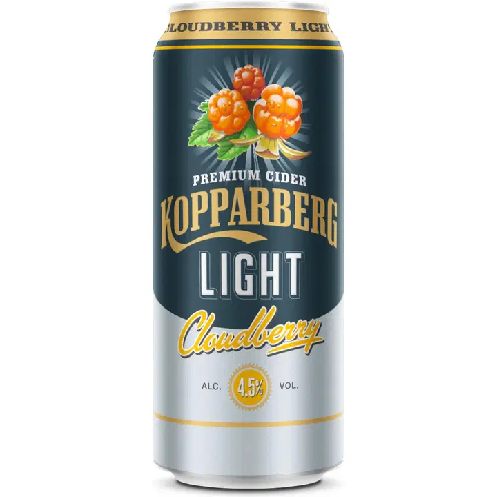 Premium Cider Kopparberg with Cloudberry Light 4,5%, Lakan makuinen omenasiideri tölkki 44cl
