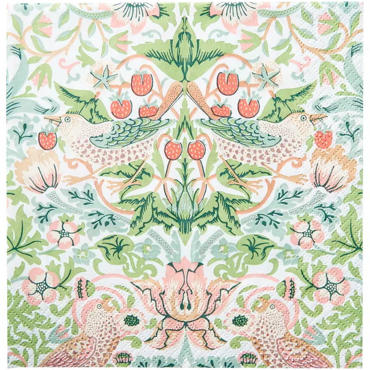 William Morris Strawberry Thief pastelli lautasliina 20kpl/33cm