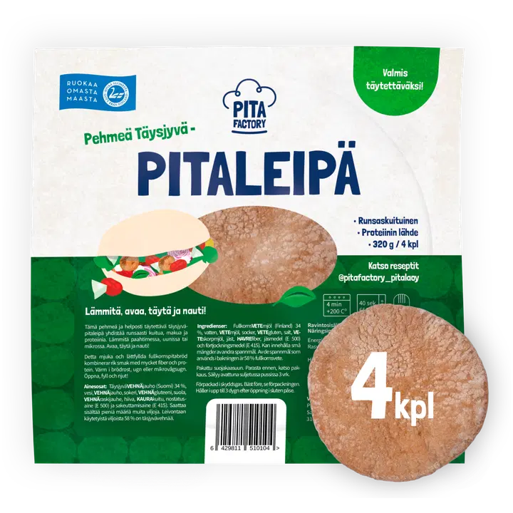 Pita Factory täysjyväpitaleipä 320g - 4 kpl