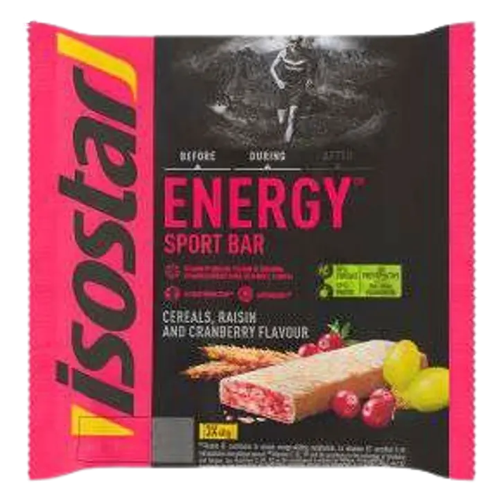 Isostar rosinatega jõhvikamaitseline süsivesikuterikas energiabatoon 3x40 g