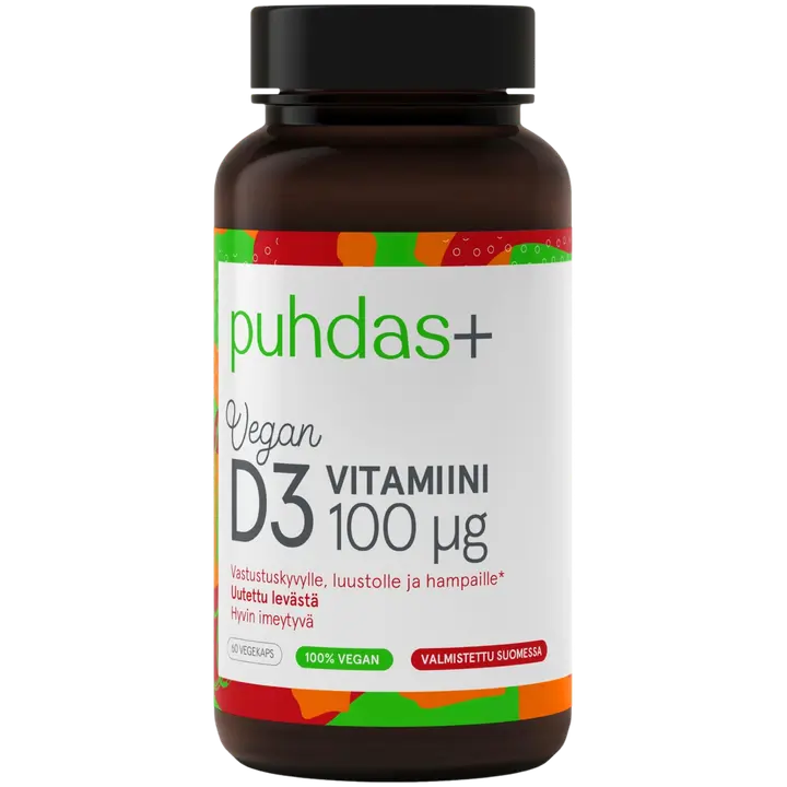 Puhdas+ Kasviperäinen D3-vitamiini 100 μg 60 kaps