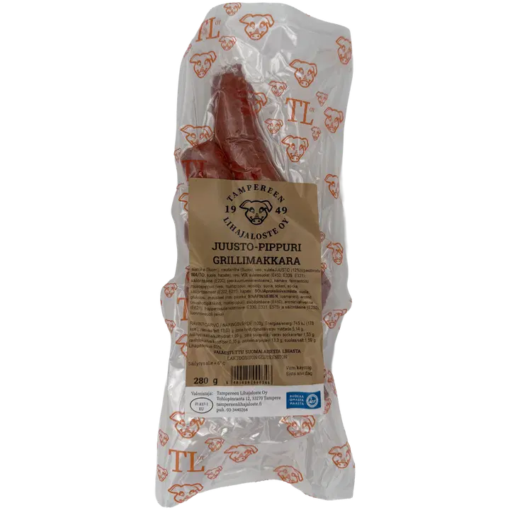 Tampereen Lihajaloste Juusto-Pippuri Grillimakkara 280g