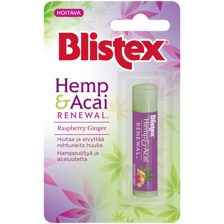 Blistex Hemp & Acai Renewal Raspberry Ginger Vadelma-inkivääri huulivoide 4,25g