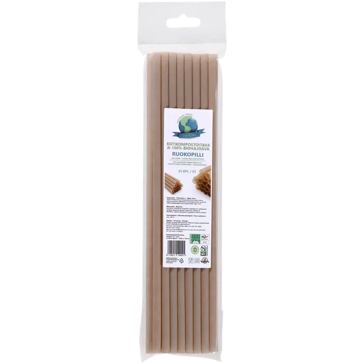 SaveGaia kompostoitava ja biohajoava ruokopilli 6x210mm 25kpl