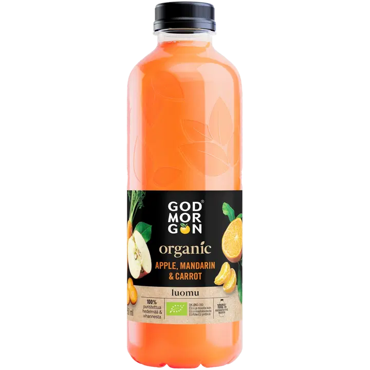 God Morgon Organic Omena-mandariini-porkkana luomu täysmehu 850 ml