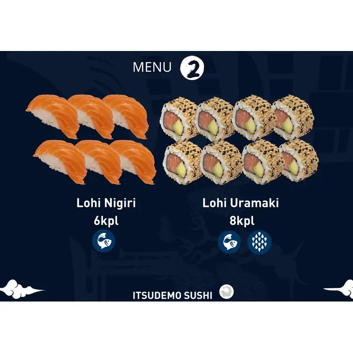 Itsudemo Sushi Box, 6*Lohi Nigiri 6, 8*Lohi Uramaki