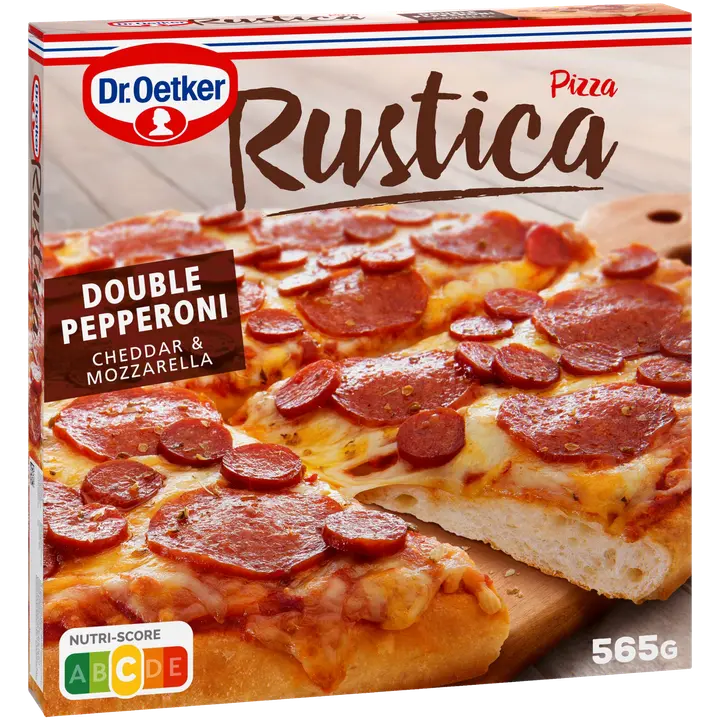Dr. Oetker Rustica Double Pepperoni Cheddar & Mozzarella pitsa 565g