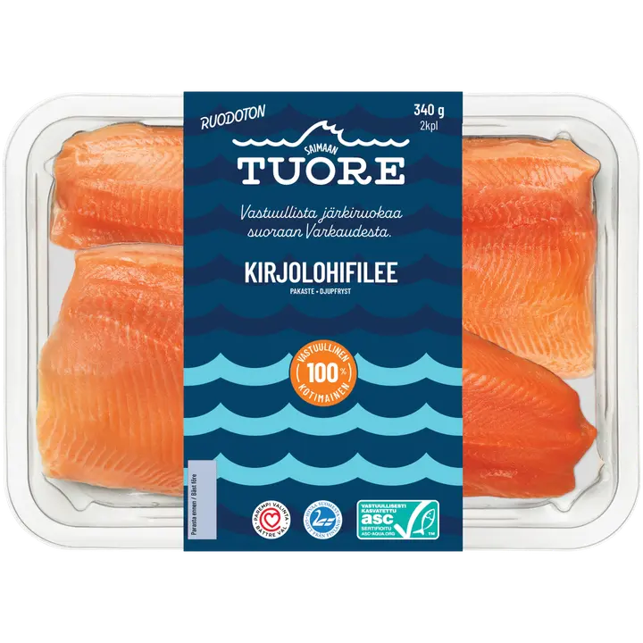 Saimaan Tuore ASC Kirjolohifilee 340g, pakaste.