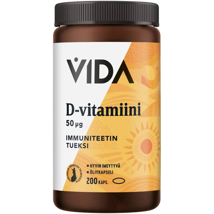 Vida D-vitamiinivalmiste D-vitamiini 50 µg 200 kapselia / 79 g