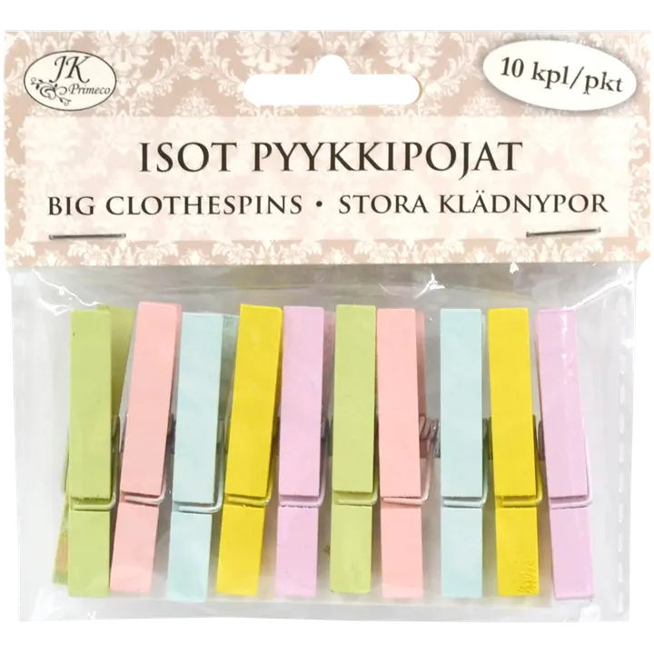 J.K. Primeco isot pyykkipojat pastellilajitelma 10kpl