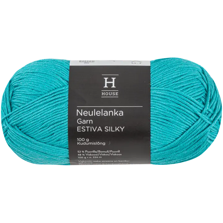 House lanka bambuviskoosi-puuvillasekoite Estiva Silky 100 g Turquoise 10589
