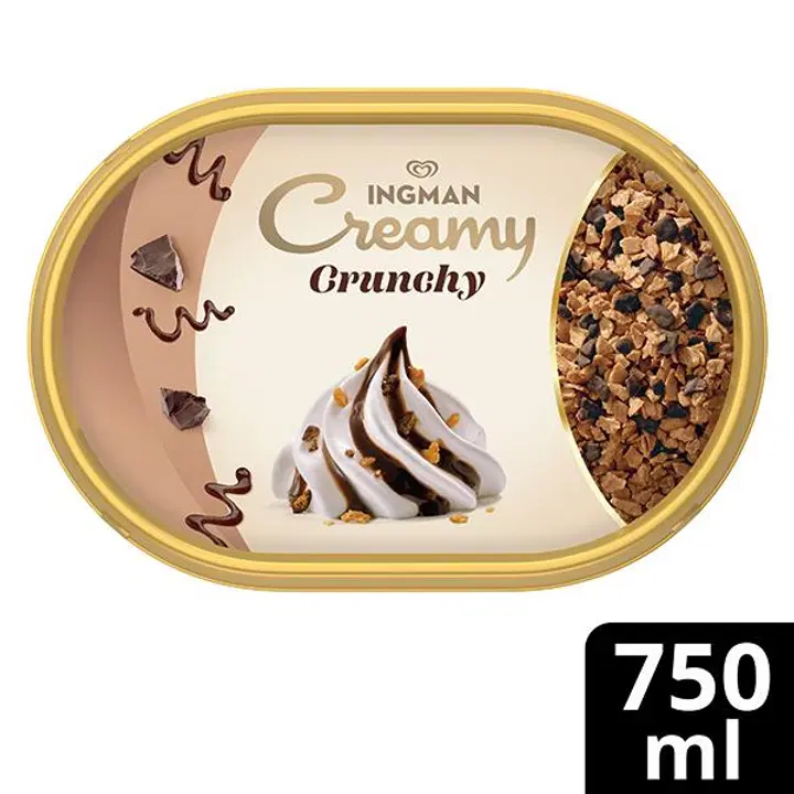 Ingman Creamy Crunchy Suklaa Jäätelö 750ml/373g