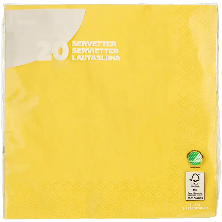 Coop lautasliina keltainen 40x40cm 20kpl