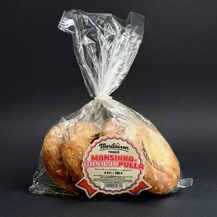 Meriläisen Leipomo Mansikkavaniljapulla 4 kpl / 350 g