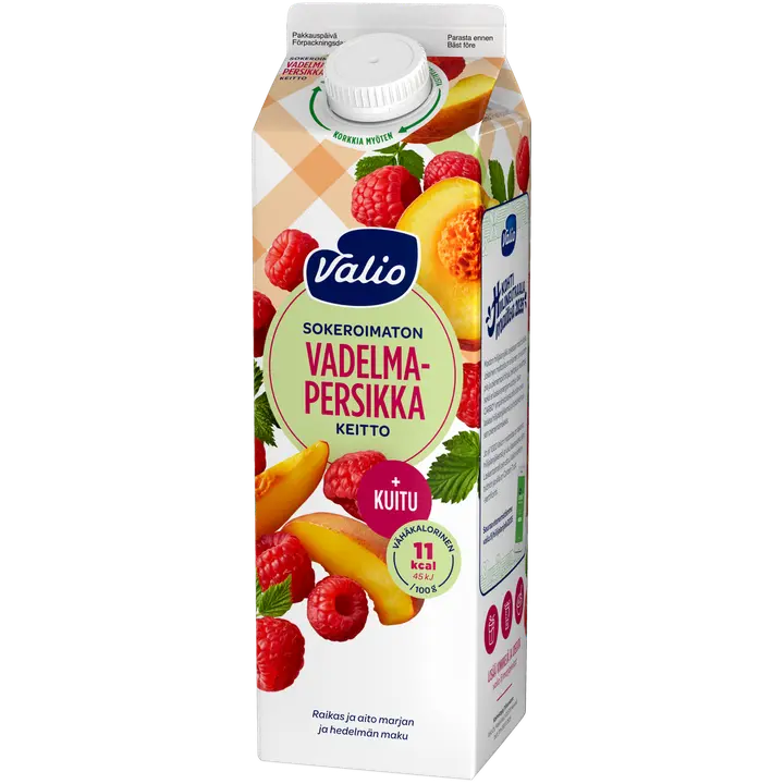 Valio vadelma-persikkakeitto+kuitu 1 kg sokeroimaton