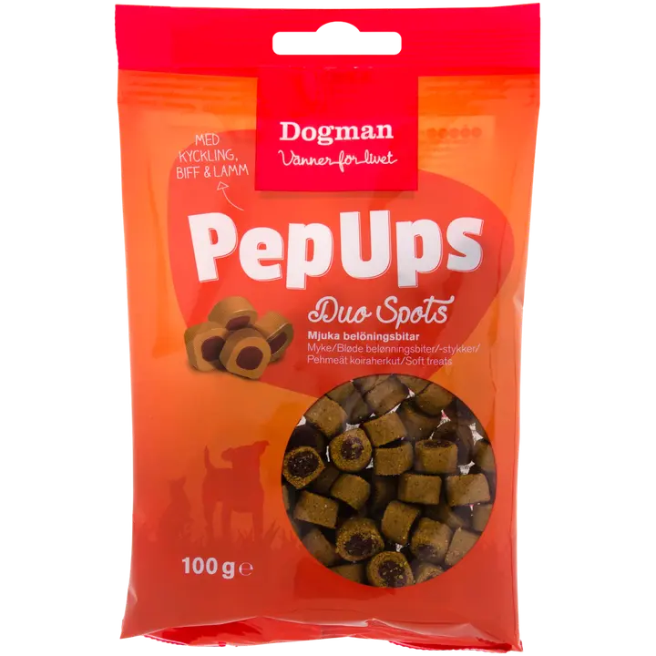 Dogman PepUps Duo Spots pehmeät koiranherkut 100g