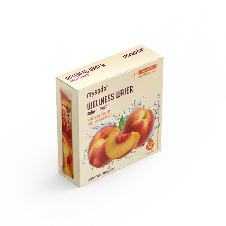 Mysoda Wellness Water dryckespulver med persikosmak 12x4g