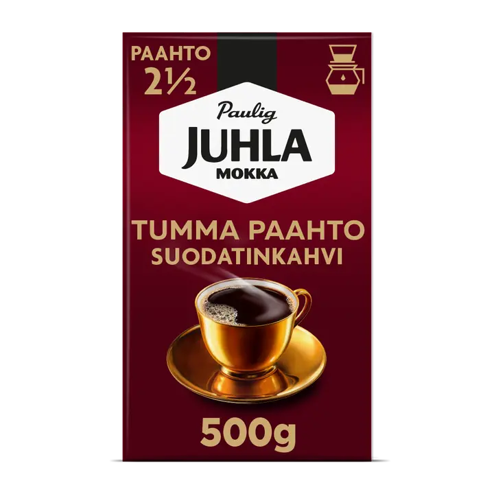 Paulig Juhla Mokka Tumma Paahto kahvi suodatinjauhatus 500g