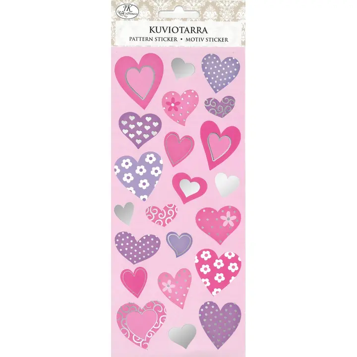 J.K. Primeco Kuviotarra Sydämet lila/pinkki