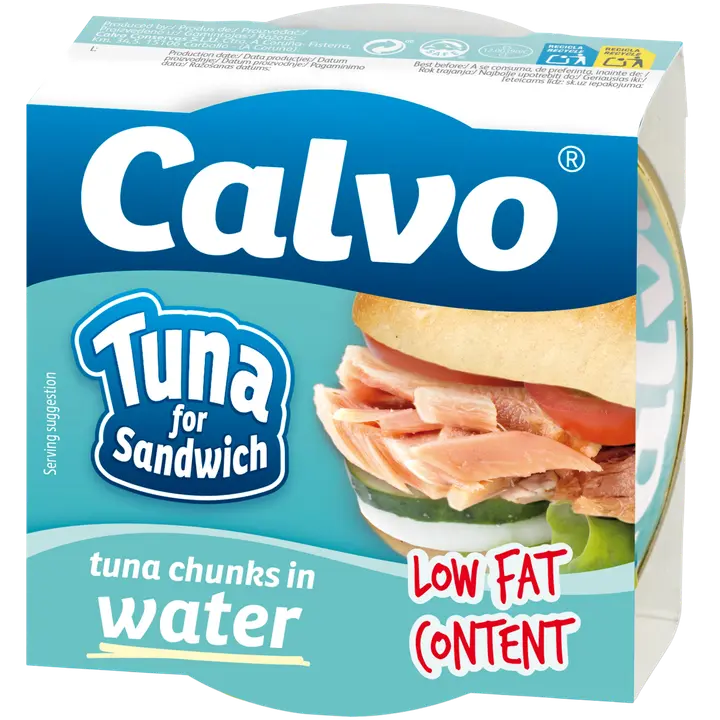 Calvo tuna for sandwich / tuunikalatükid vees 142g