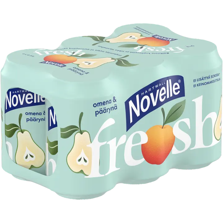 6 x Hartwall Novelle Fresh Omena-Päärynä kivennäisvesi 0,33 l