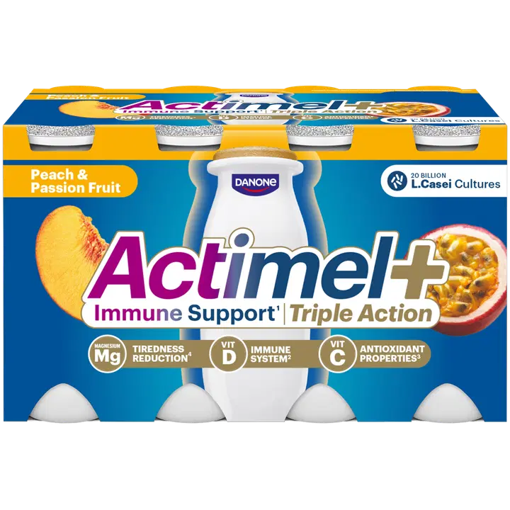 Danone Actimel juotava jogurtti persikka-passionhedelmä 8x100g