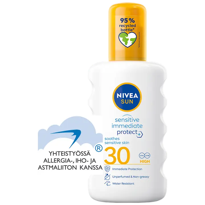 NIVEA SUN 200ml Sensitive Immediate Protect Soothing Sun Spray SK30 -aurinkosuojasuihke