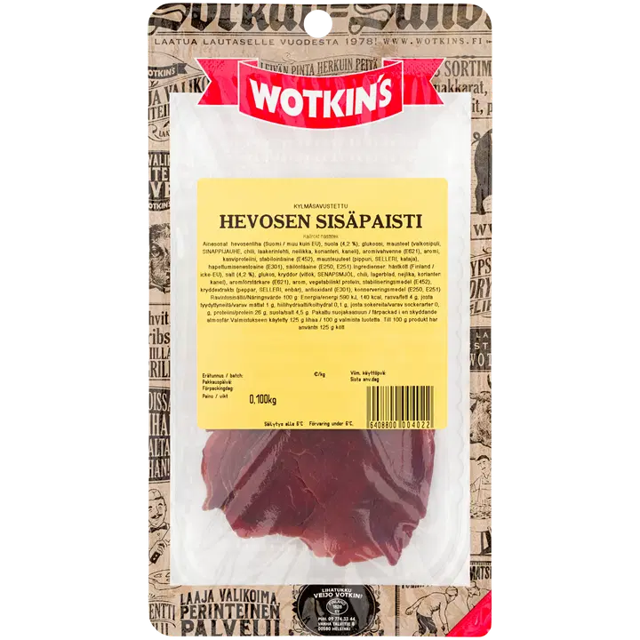 Chef Wotkins kylmäsavustettu hevosen sisäpaisti, siivutettu 100 g
