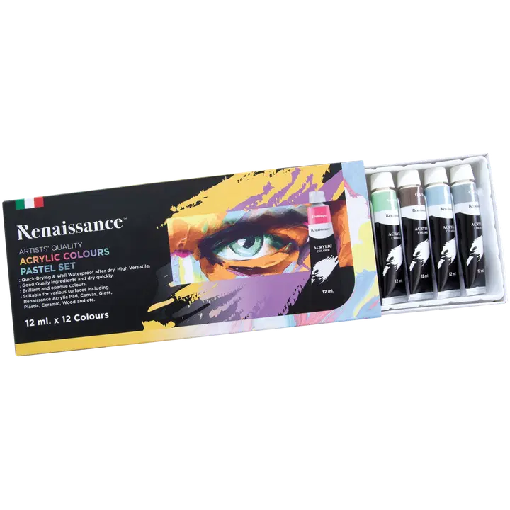 Akryylimaali 12x12ml pastellisävyt