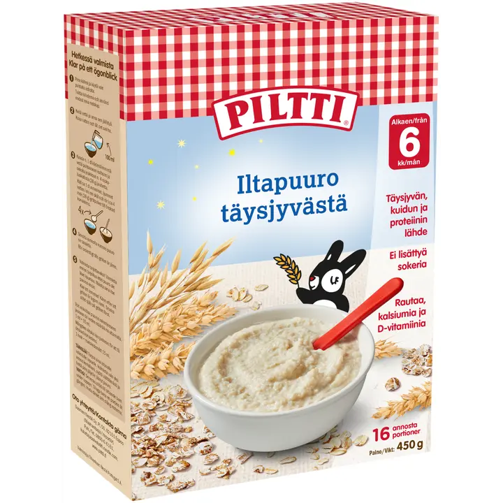 Piltti 450g Iltapuuro täysjyvästä puurojauhe 6kk